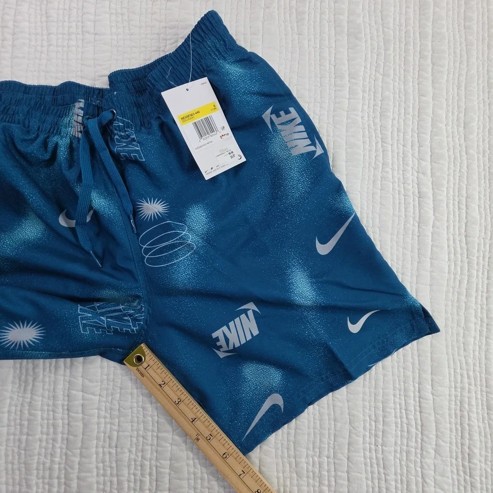 Nike Men S Swim Trunks Aqua Blue Multi Print 7